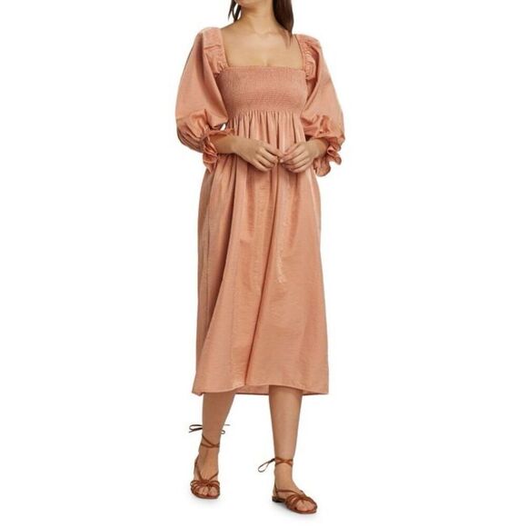 Baum Und Pferdgarten Adanna Smocked Midi Dress - Picture 2 of 8